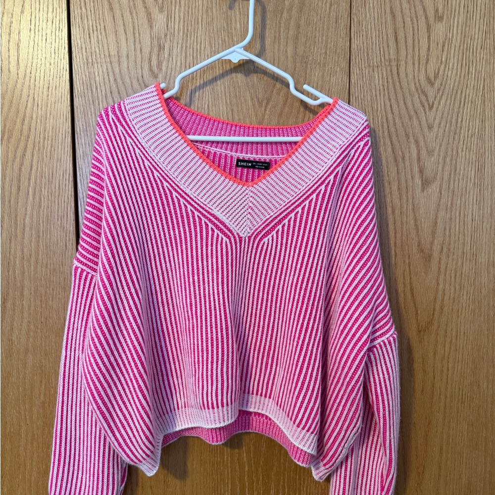 Pink Striped Women's Sweater